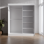 SZAFA PRZESUWNA CASPIAN PŁYTA+LACOBEL 100cm-180cm 2D BIAŁA - obrazek 2