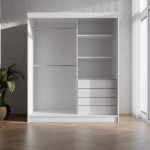 SZAFA PRZESUWNA CASPIAN PŁYTA+LACOBEL 100cm-180cm 2D BIAŁA - obrazek 8