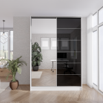 SZAFA PRZESUWNA 2D 100-180cm BIAŁA LUSTRO-LACOBEL - obrazek 3