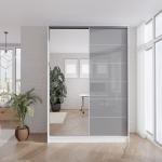 SZAFA PRZESUWNA 2D 100-180cm BIAŁA LUSTRO-LACOBEL - obrazek 6