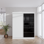 SZAFA PRZESUWNA CASPIAN PŁYTA+LACOBEL 100cm-180cm 2D BIAŁA - obrazek 6