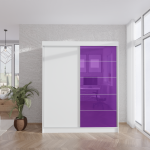 SZAFA PRZESUWNA CASPIAN PŁYTA+LACOBEL 100cm-180cm 2D BIAŁA - obrazek 3