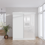 SZAFA PRZESUWNA CASPIAN PŁYTA+LACOBEL 100cm-180cm 2D BIAŁA