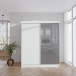 SZAFA PRZESUWNA CASPIAN PŁYTA+LACOBEL 100cm-180cm 2D BIAŁA - obrazek 5